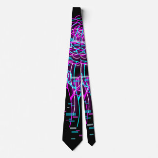 Gravata Desenho de Rosa Neon Glitch