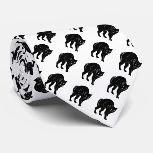 Gravata Desenho de Silhueta Preta de Vento Halloween