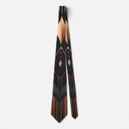 Gravata Desenho Geométrico Art Déco em Cobre e Prata