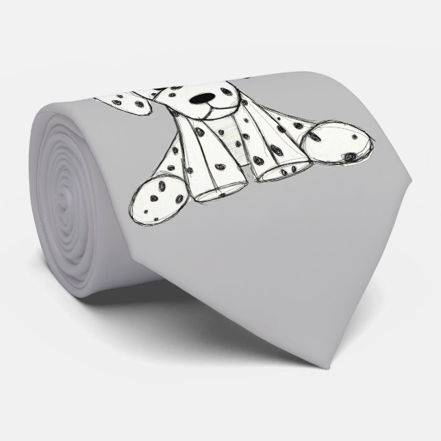 Gravata Desenho simples de um cão dalmata de pelúcia em pr (Rolled)