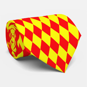 Gravata Desenho Xadrez Arlequim Amarelo Vermelho