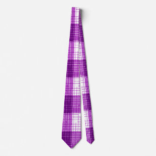 Gravata Desenho Xadrez Bold Roxo e Branco