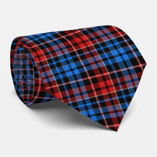 Gravata Desenho Xadrez Escocês de Plaid Vermelho Azul Sobr
