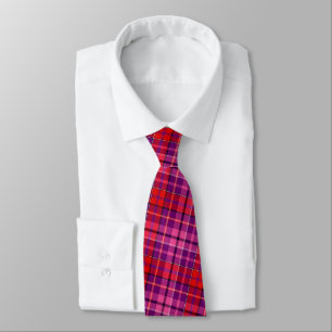 Gravata Desenho Xadrez Escocês Plaid Rosa Vermelho Roxo