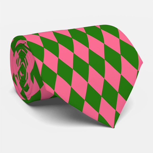 Gravata Desenho Xadrez Harlequin Verde Rosa (Criador carregado)