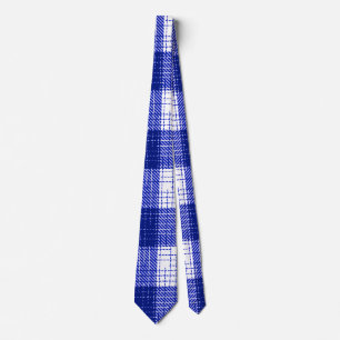 Gravata Desenho Xadrez Quadrados Grandes Azul e Branco em 
