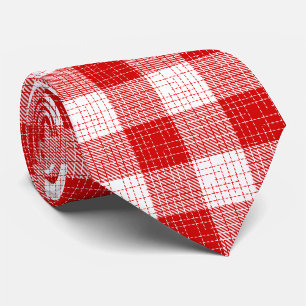 Gravata Desenho Xadrez Quadrados Grandes Vermelho e Branco