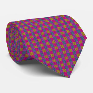 Gravata Desenho Xadrez Roxo Rosa Azul,