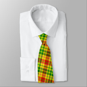 Gravata Desenho Xadrez Tartan Amarelo Vermelho Verde