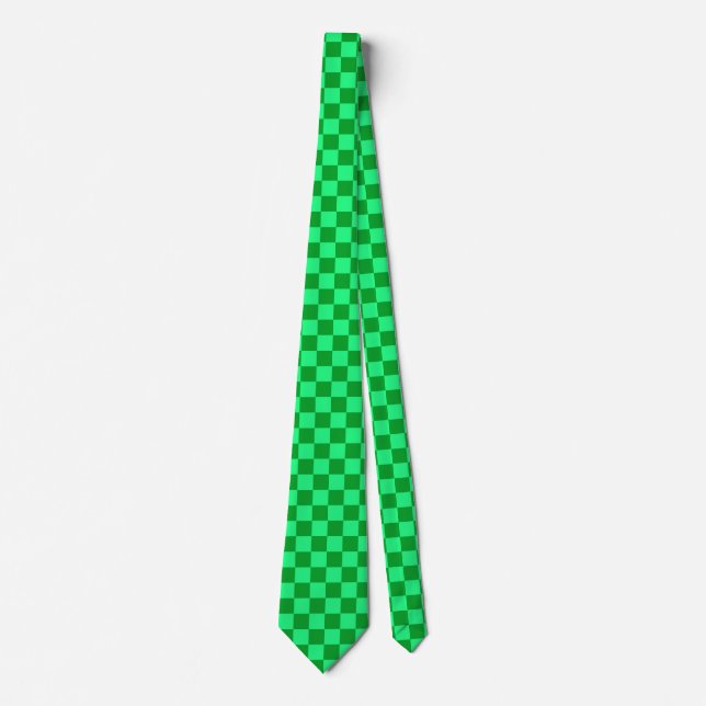 Gravata Desenho Xadrez Verde Claro Escuro (Frente)
