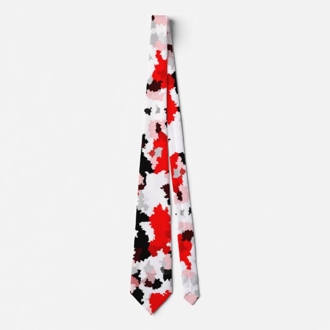 Gravata Design abstrato do Camo Branco Preto Vermelho (Frente)