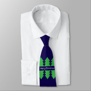 Gravata Design Azul de Árvore Simples, Feliz Natal