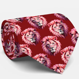 Gravata Design com Cabeça de Leão Rosa Bege