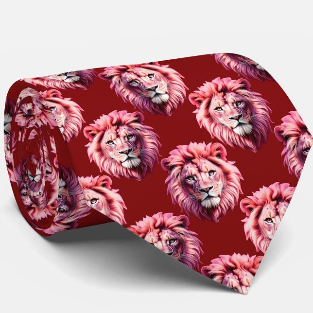 Gravata Design com Cabeça de Leão Rosa Bege  (Criador carregado)