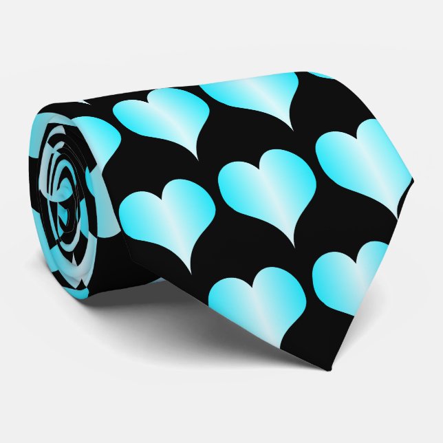 Gravata Design Corações Azuis (Rolled)