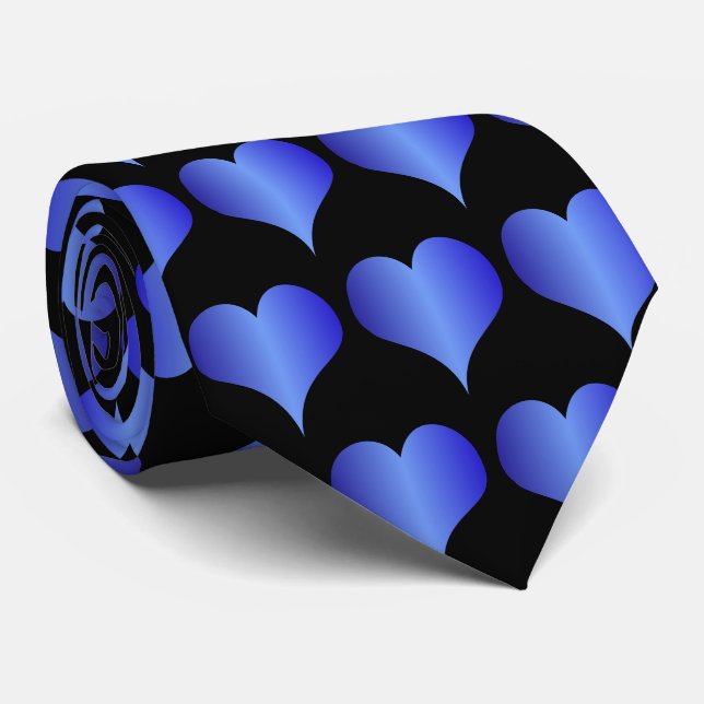 Gravata Design Corações Azuis (Rolled)