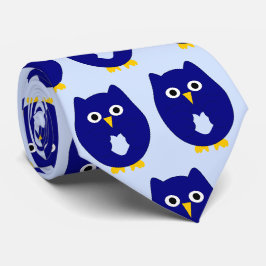 Gravata Design Coruja Azul Qualquer Cor de Fundo