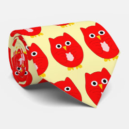 Gravata Design da Coruja Vermelha Qualquer Cor de Fundo