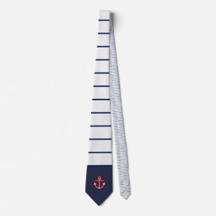 Gravata Design de Âncora Branco Marinho Marítimo