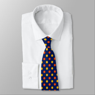 Gravata Design de Bolinhas Amarelas Laranja em Azul