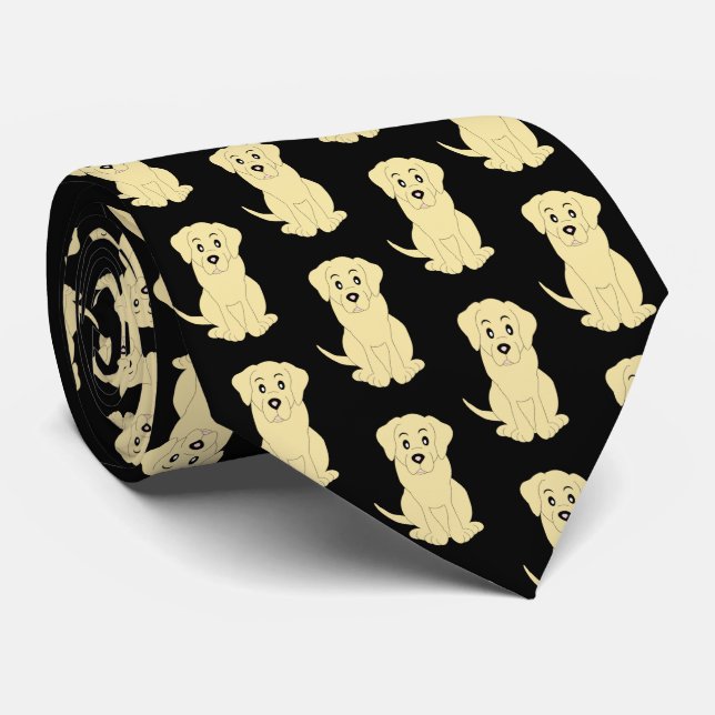 Gravata Design de Cachorro Labrador Amarelo (Rolled)