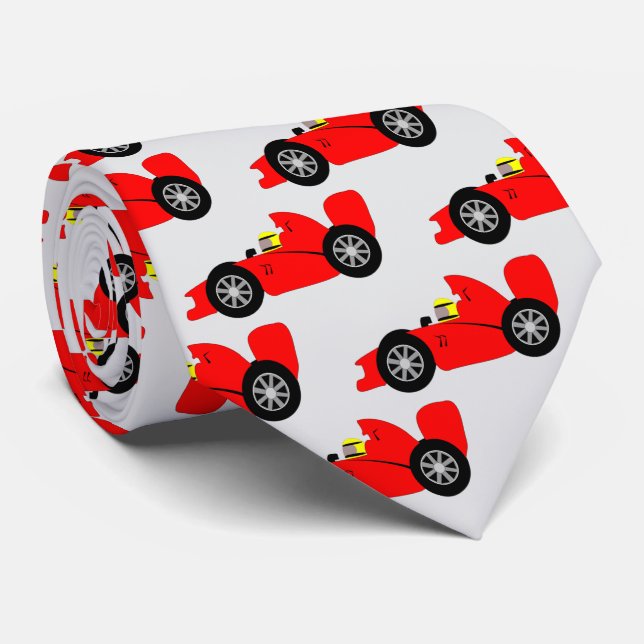 Gravata Design de Carro de Corrida Vermelho (Rolled)