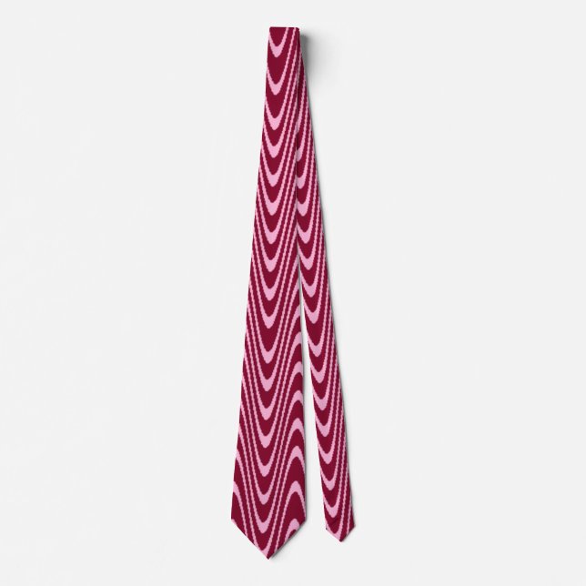 Gravata Design de estilo Chevron rosa e vermelho escuro (Frente)