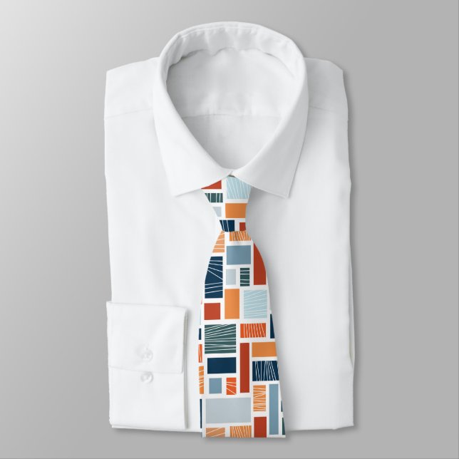 Gravata Design de estilo de Meio século geométrico colorid (Amarrado)