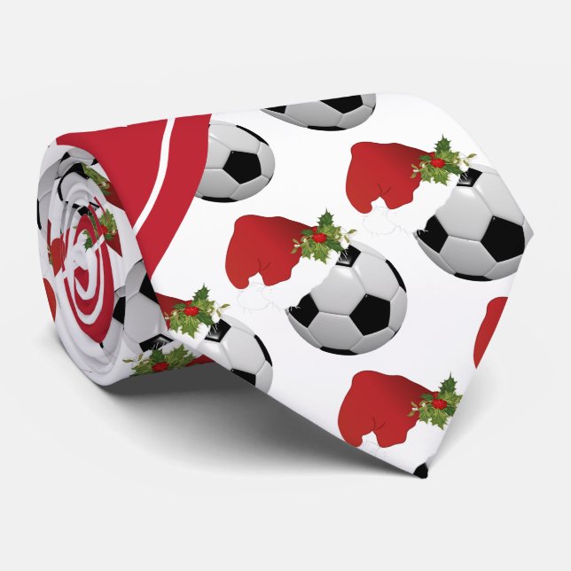 Gravata Design de Futebol de Natal (Rolled)