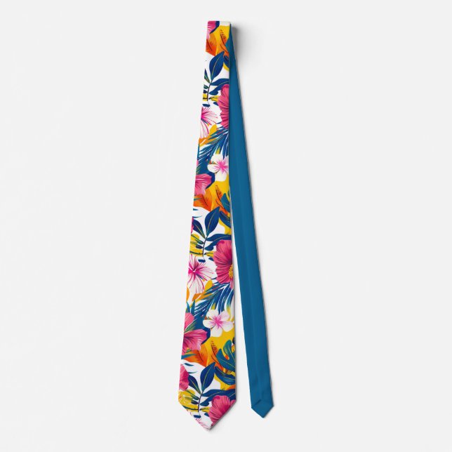 Gravata Design de Ilha Tropical Vibrante e na Moda (Frente)