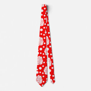 Gravata Design de Ilustração Floral das Bolinhas Brancas V