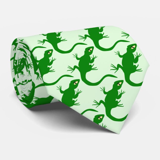 Gravata Design de Lagarto Verde (Rolled)