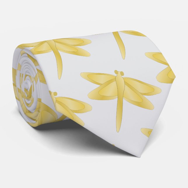 Gravata Design de Libélula Dourada (Rolled)