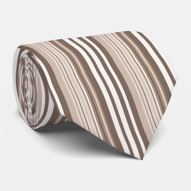 Gravata Design de Listras em Tom Terroso Neutro (Rolled)