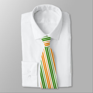 Gravata Design de Listras Verticais Laranja Branco Verde  