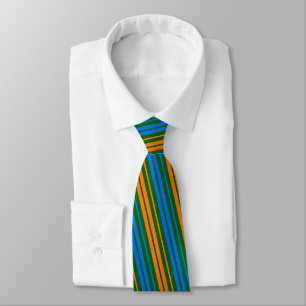 Gravata Design de Listras Verticais Laranja Verde Azul  
