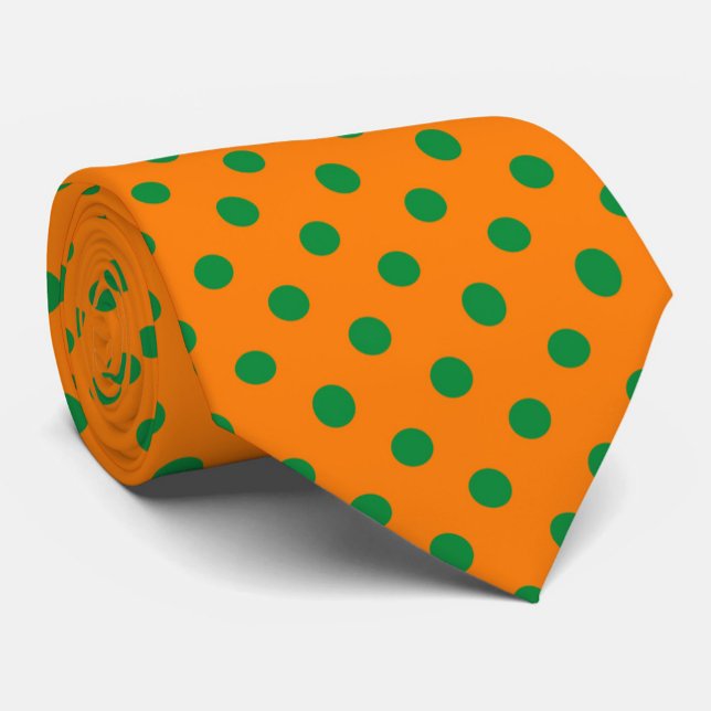 Gravata Design de Padrão de Bolinhas de  Verde em Laranja (Criador carregado)
