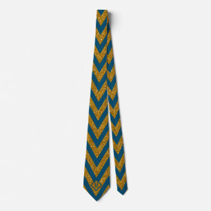 Gravata Design de padrão de brilho azul e Dourado do mono