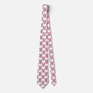 Gravata Design de padrão de cachorrinho rosa - branco