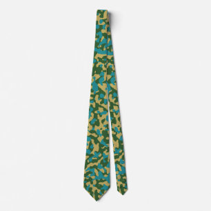 Gravata Design de Padrão de Camuflagem Verde, Amarelo, Tea