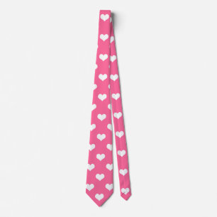 Gravata Design de Padrão de Coração de Amor Branco Rosa