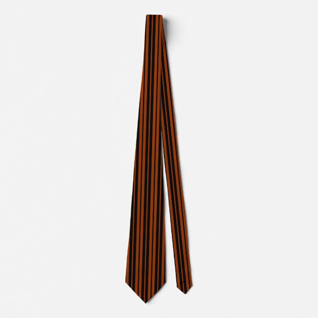Gravata Design de Padrão de Faixa Vertical Preta Castanha (Frente)