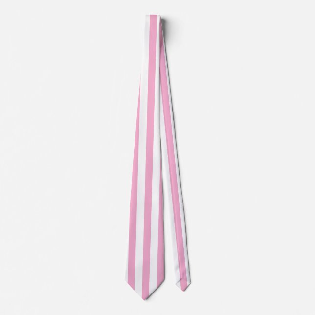 Gravata Design de padrão de listra vertical rosa branco (Frente)