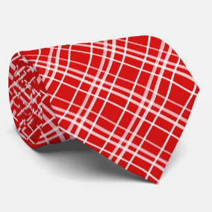 Gravata Design de Padrão de Xadrez do Tartan Branco Vermel