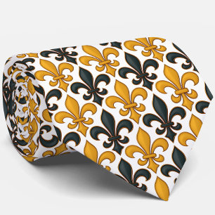 Gravata Design de padrão do barroco negro amarelo Fleur-de