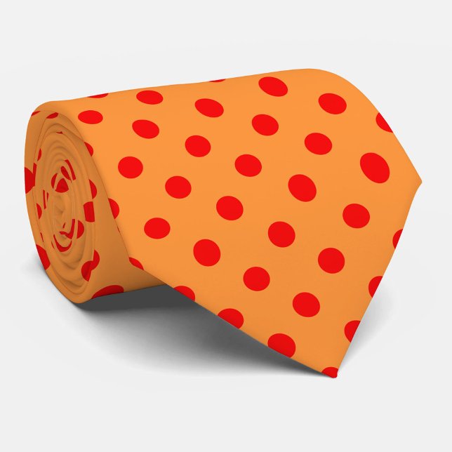 Gravata Design de Padrão do Red On Orange Bolinhas (Criador carregado)