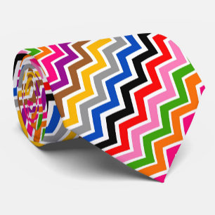 Gravata Design de Padrão Zigzag Chevron com várias cores