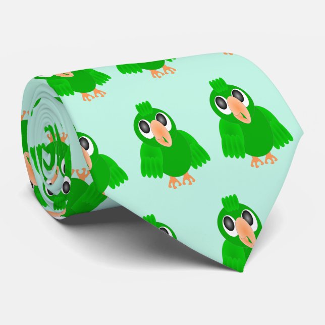 Gravata Design de Papagaio Verde (Rolled)