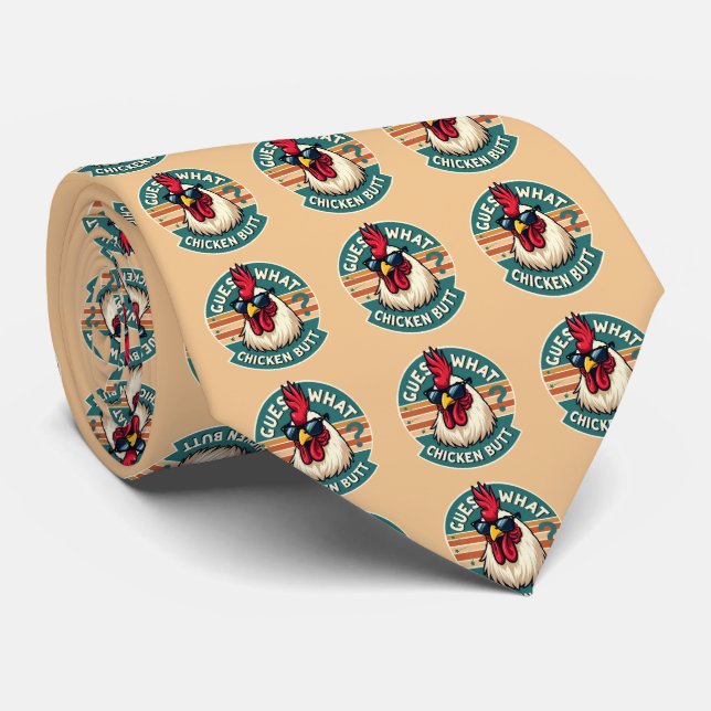 Gravata Design de piada engraçada de frango retro (Rolled)