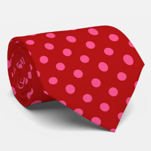 Gravata Design de Pontos Marrons Vermelho Rosa